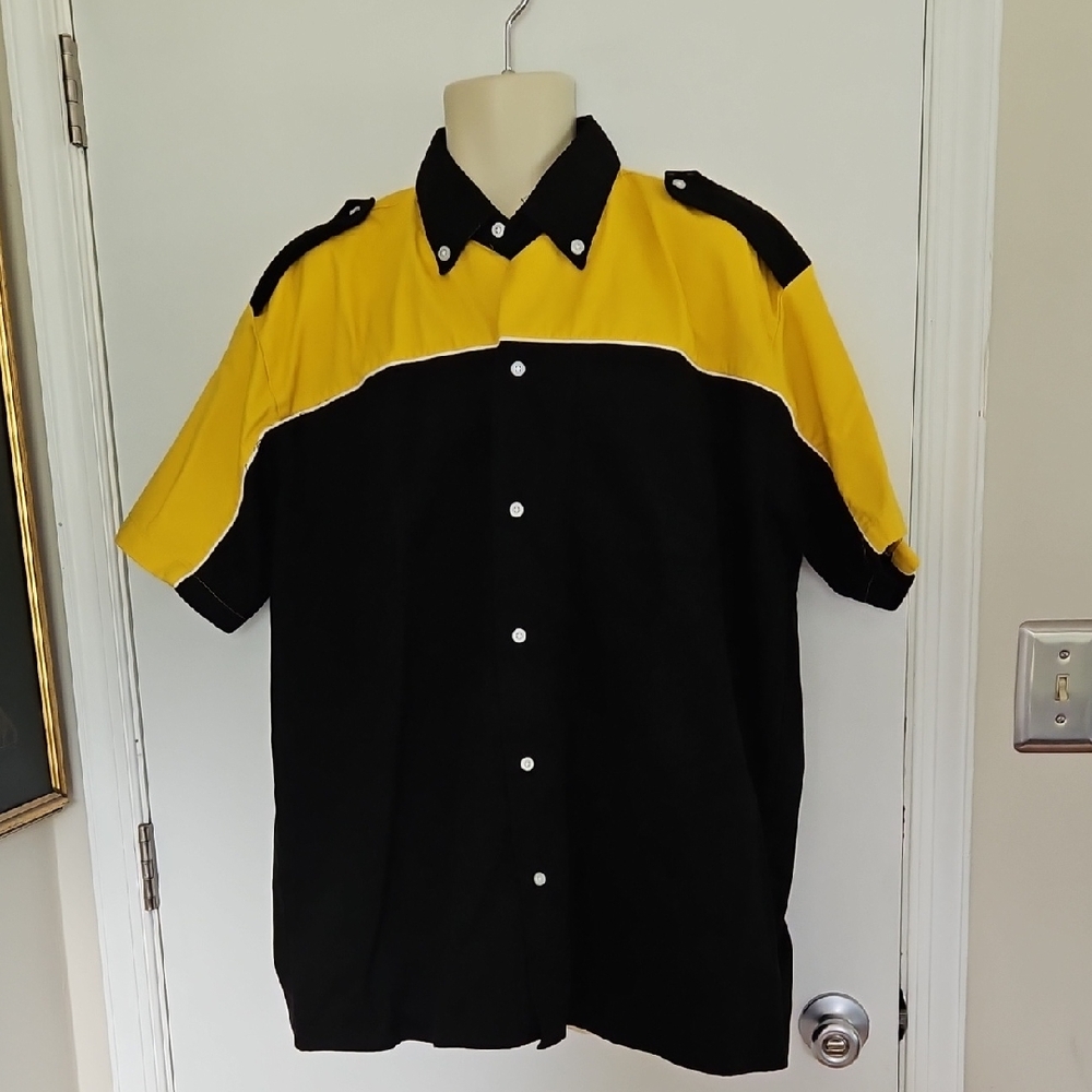 Vintage Speed Zone Race Gear Work Shirt Size XL Oversized Bumblebee